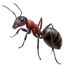 A detailed illustration of a red and black ant isolated on transparent background