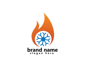 hvac, ac logo, snowflakes in fire, suitable for air conditioning logo