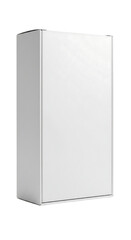 Fototapeta premium Blank white cardboard product box, vertical packaging mockup. Isolated on transparent background, png