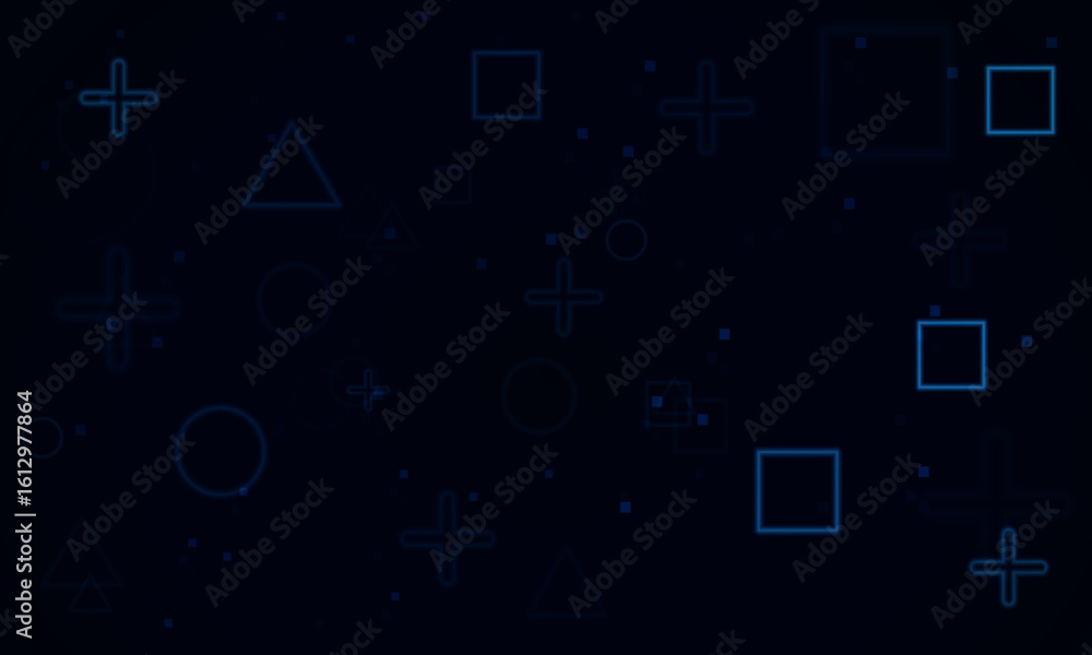 Poster abstract game loading speed light out technology and with neon triangles. hitech communication conce