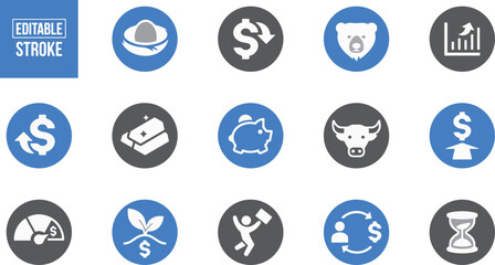 Finance Investment Vector Icons – Dollar, Money, Banking, Wallet, Budget, Chart, Savings, Economy, Accounting, Coins, Financial, Income, ROI, Cash, Currency, Graph, Payment

