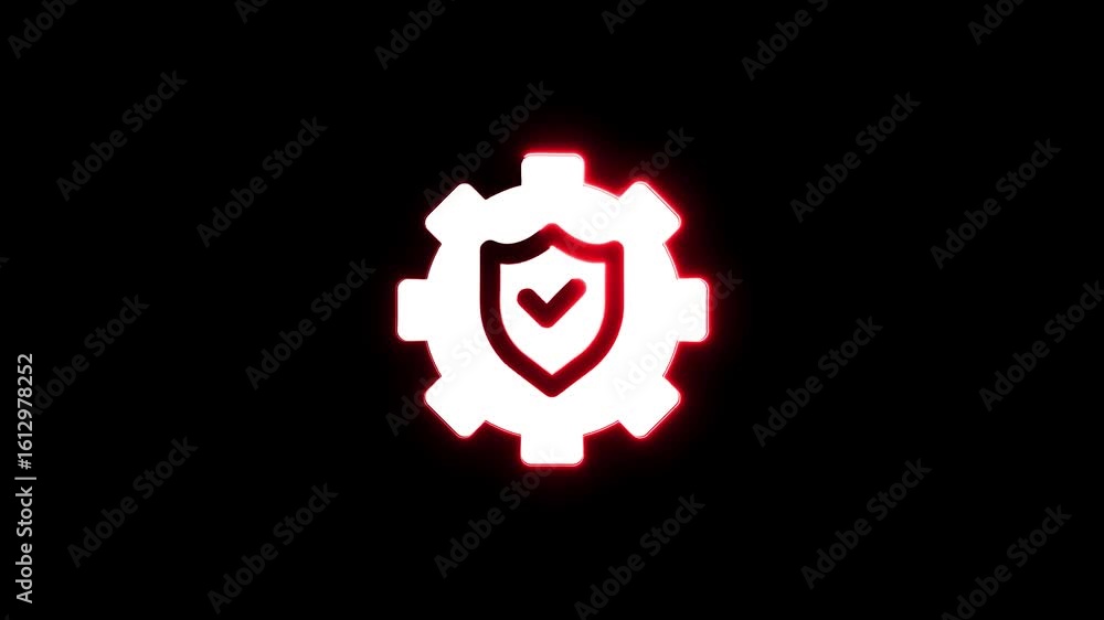 Aufkleber animated gear with shield and checkmark representing system security and protection