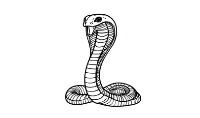 Fototapeta premium “Cobra Snake Outline Vector in Striking Pose”