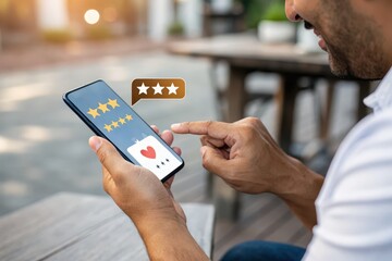 User Rating Smartphone Interaction with Five Star Feedback Popup