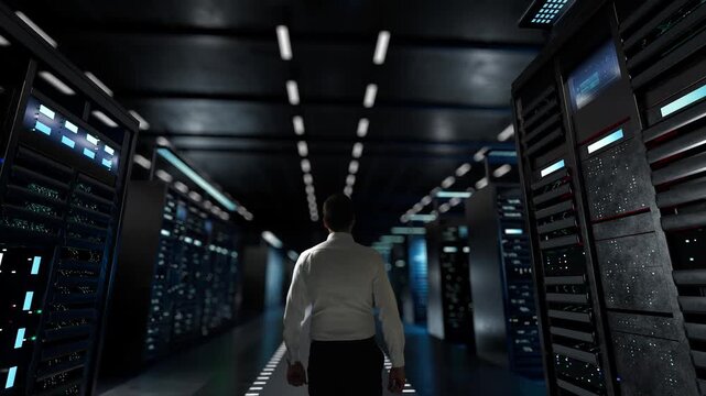 Learning never stops. IT Administrator Activating Modern Data Center Server with Hologram.