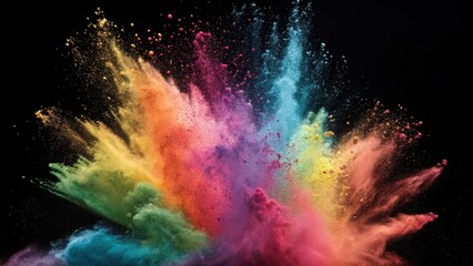 Vibrant Rainbow Colors in Slow Motion Close-Up Explosion Effect