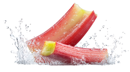 Rhubarb stack with half slice falling png