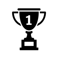Black Silhouette of a Trophy with the Number One on It