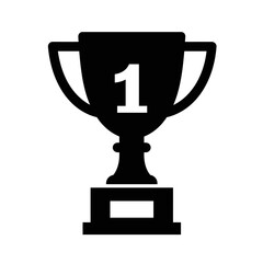 Simple Black Trophy Icon Representing First Place Achievement and Victory