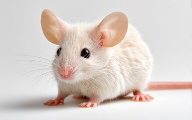 Cute and Adorable Mouse with Large Ears on a White Background