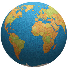 Fototapeta premium Colorful globe illustrating the world?s continents with a textured surface, ideal for educational use