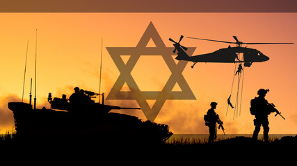Conceptual image of war between Israel and her enemies