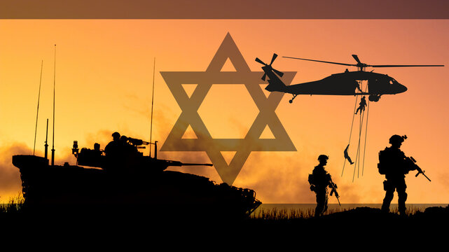 Conceptual image of war between Israel and her enemies