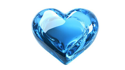 A shiny light blue crystal heart shape object isolated on transparent background