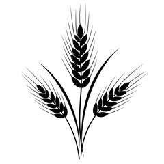 Elegant Black and White Wheat Stalks Illustration on a White Background