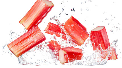 Rhubarb stack with half slice falling png