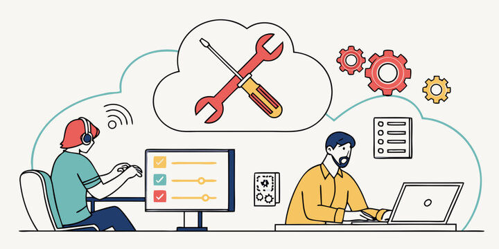 Cloud based technical support and it solutions with team collaboration