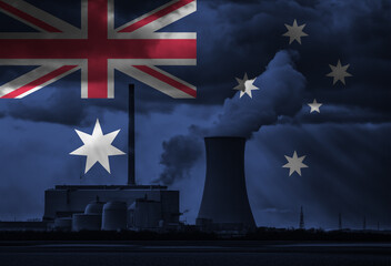 Coal Fired Power Plant with Australian National Flag Overlay