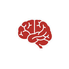 Red Brain Silhouette on White Background for Medical or Educational Purposes