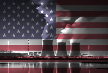 Coal Fired Power Plant with American National Flag Overlay
