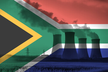 Nuclear Power Plant with South African National Flag Overlay