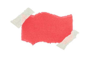 red torn paper piece taped to wall isolated on white or transparent png