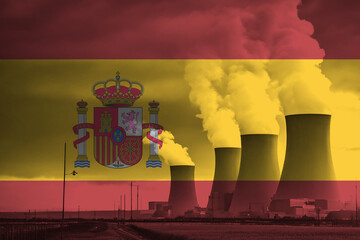 Nuclear Power Plant with Spanish National Flag Overlay