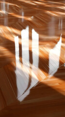Polished Wooden Floor With Sunlight Reflections