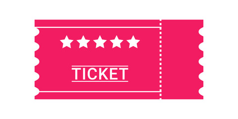 Flat Style Event Ticket Icon Vector Illustration on White Background