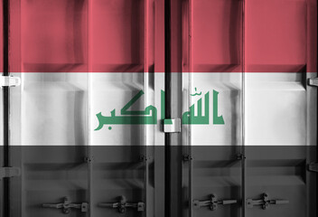Shipping container with Iraq national flag overlay