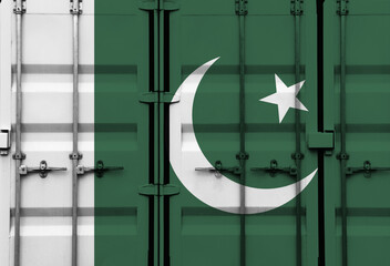 Shipping container with Pakistan national flag overlay