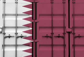 Shipping container with Qatar national flag overlay