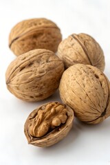 walnuts on white background