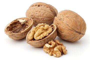 walnuts on white background