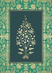 wedding card design, paisley floral pattern , India	