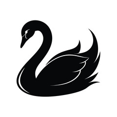 Elegant black swan silhouette floating gracefully on a clean background vector design