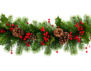 A lush Christmas garland made from realistic pine branches, interspersed with bright  .