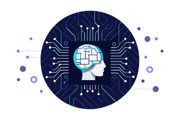 Obraz premium Artificial intelligence brain with digital circuit patterns and data connections