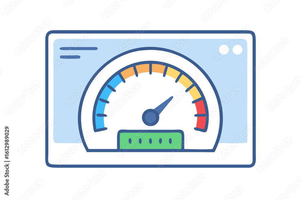 Poster digital speedometer gauge on a computer screen