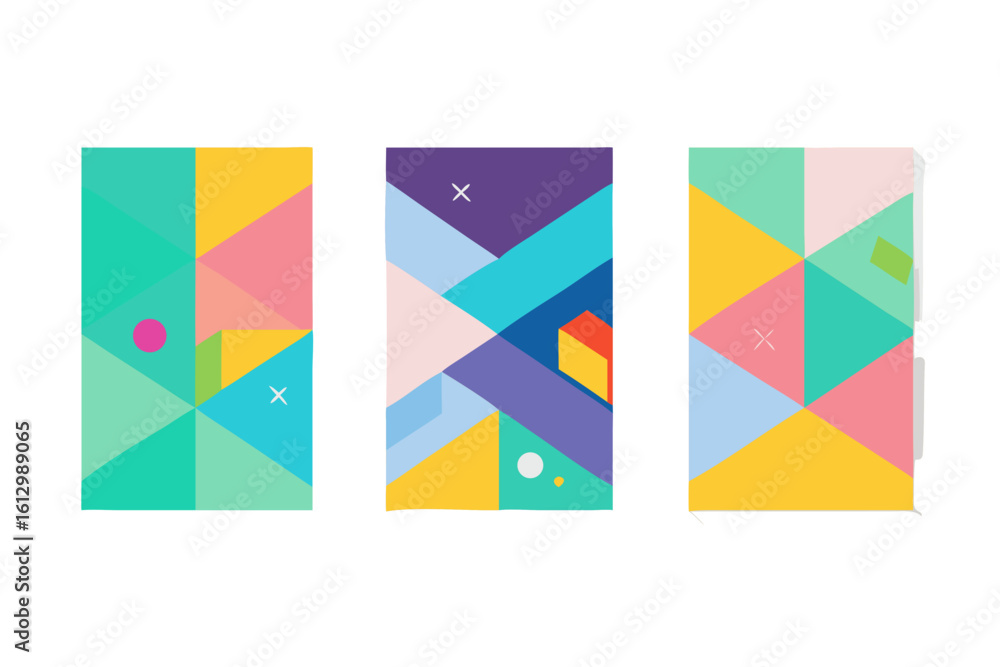 Poster abstract geometric patterns with vibrant colors and shapes
