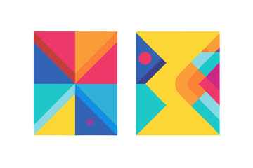 Obraz premium Abstract geometric shapes with vibrant colors on black background