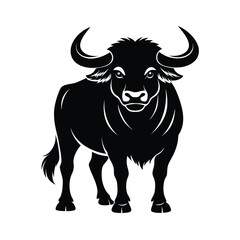 Majestic buffalo standing powerfully black silhouette wildlife art design