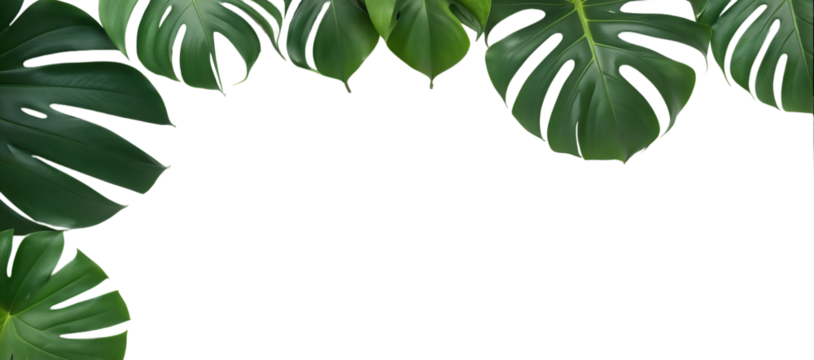 tropical leaves with space for text on transparent background