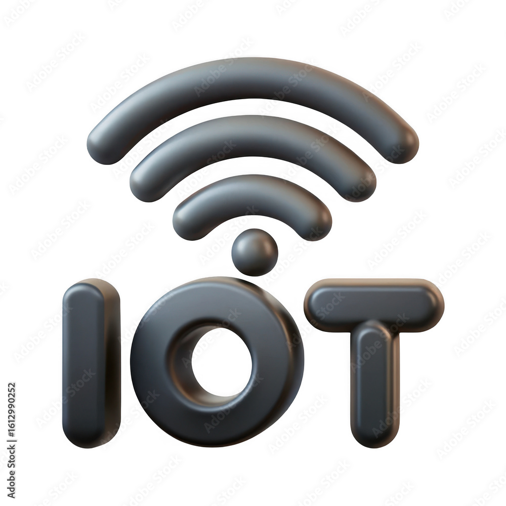 Poster 3d rendered iot symbol with wifi icon isolated on transparent background