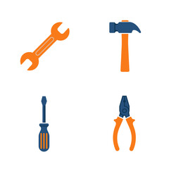 Simple Flat Vector Illustration of Common Hand Tools on White Background