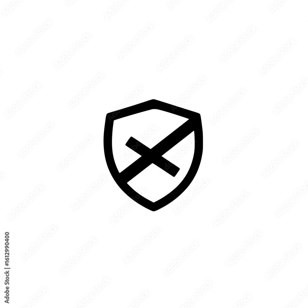 Aufkleber shield icon with prohibition sign representing security restriction and access denied concept