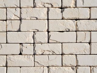 Obraz premium Textured Brick Wall with Beige Stone Blocks for Design and Architecture