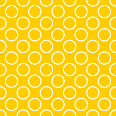 Vector seamless pattern with white polka dots on a sunny yellow background. For cards, invitations, wedding or baby shower albums, backgrounds, arts and scrapbooks.