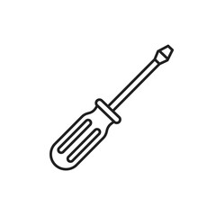 Simple Flathead Screwdriver Outline Icon for Repair Construction and Maintenance Tasks