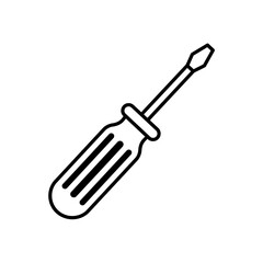 Screwdriver Icon Illustration in Black and White Minimalist Style